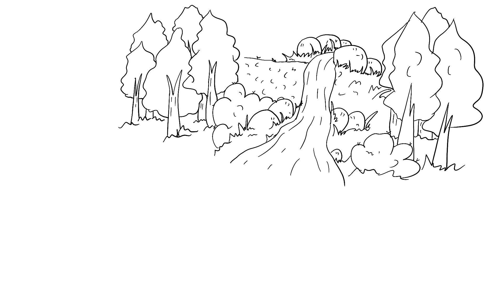 森林和小溪简笔画