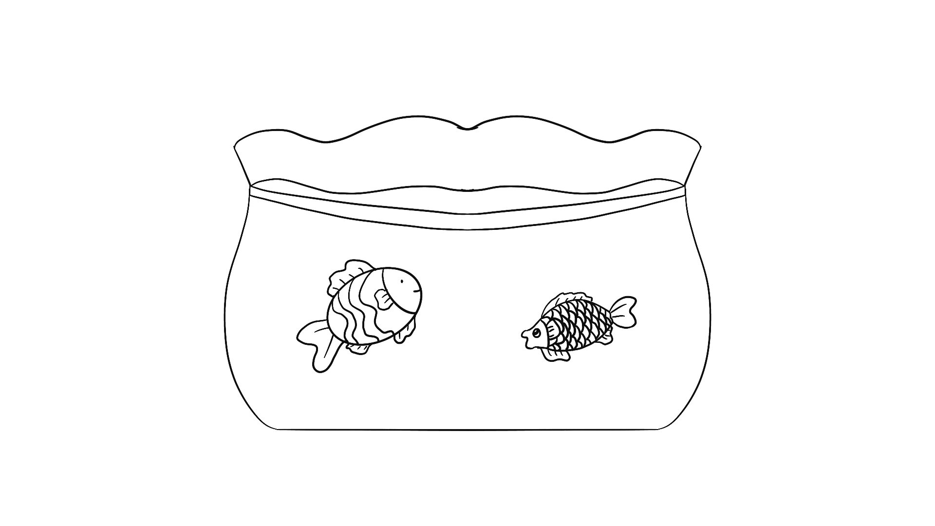 透明鱼缸简笔画 透明鱼缸的简笔画
