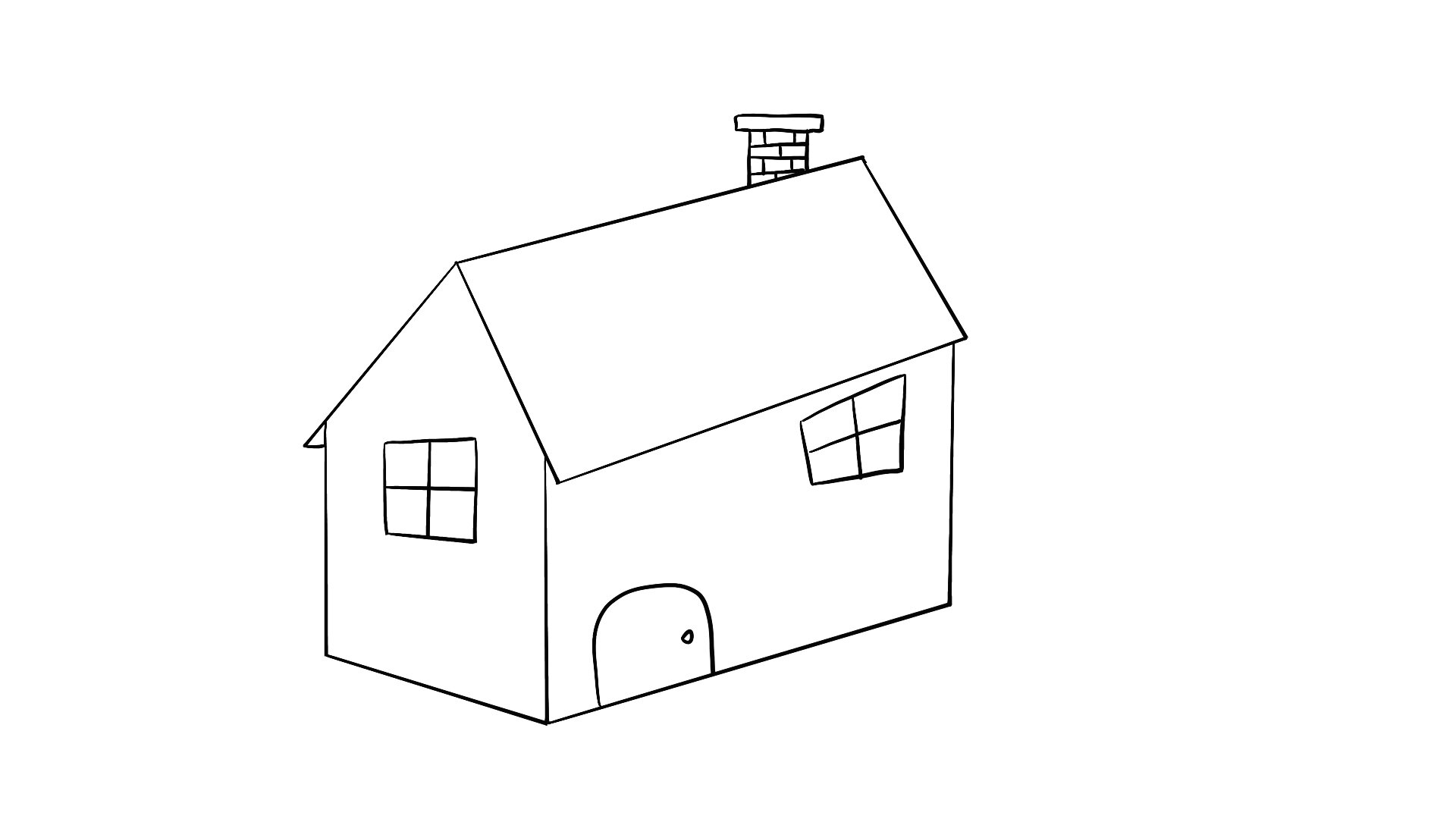 半坡式房屋简笔画图片