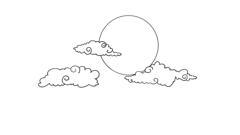 云遮月简笔画图片