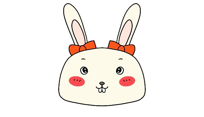 兔子头的简笔画 彩色图片