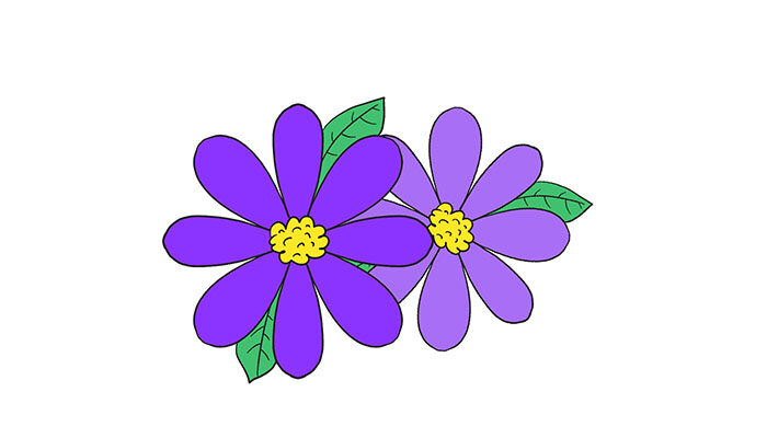 紫色的花朵简笔画可爱卡通