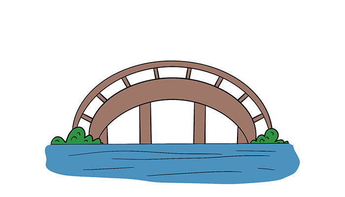 拱桥简笔画 涂色图片