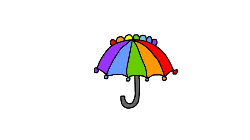 彩虹伞儿童创意画图片图片