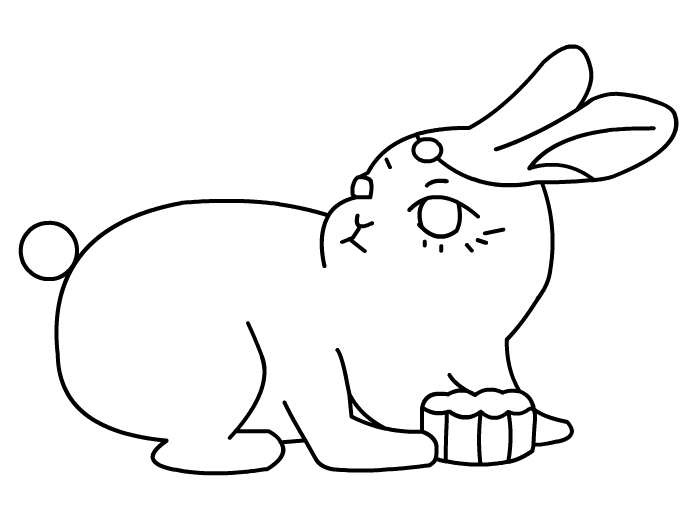4画出尾巴和拿着的月饼3画出兔子的脚2再画出兔子的身体1